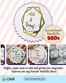 100 Adet Magnet + 30 CM pleksi İsimlik